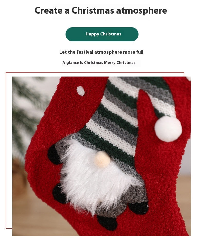 Embroidered Santa Candy Sock Gift Bag