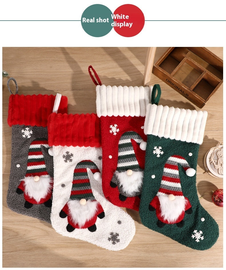 Embroidered Santa Candy Sock Gift Bag