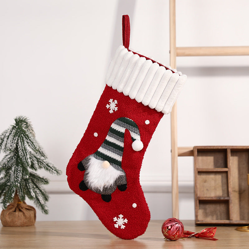 Embroidered Santa Candy Sock Gift Bag