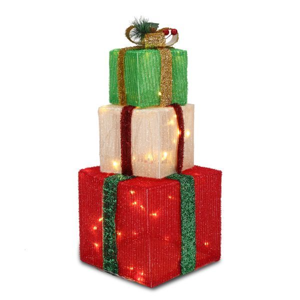 3-Piece Warm White LED Christmas Gift Box Set – ABS Frame