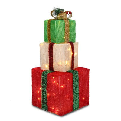 3-Piece Warm White LED Christmas Gift Box Set – ABS Frame